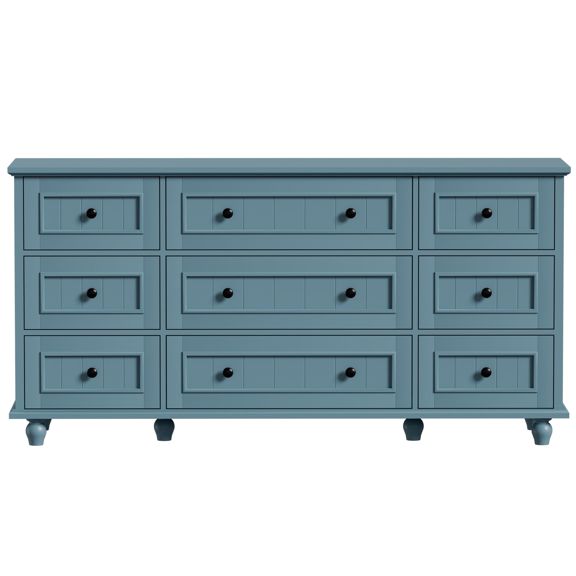 Vintage 9-Drawer Dresser Retro Storage Cabinet with Solid Legs