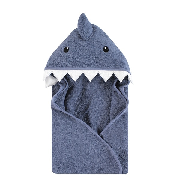 slide 1 of 1, Hudson Baby Unisex Baby Cotton Animal Face Hooded Towel, Blue Shark, One Size - Blue Shark - One Size One Size - Blue Shark