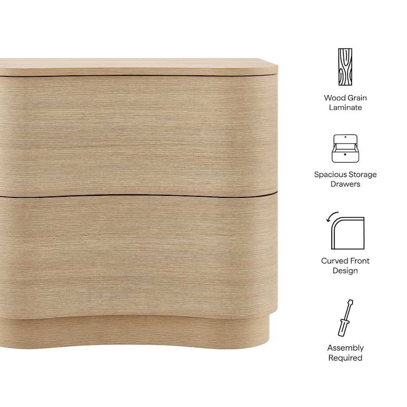 Mirae 2-Drawer Curved Nightstand