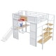 preview thumbnail 18 of 22, Full Size Metl Loft Bed with Open Wardrobe, Slide and Bulit-in Desk, Kids Loft Bedframe with Basketball Hoop and Storage Shelves