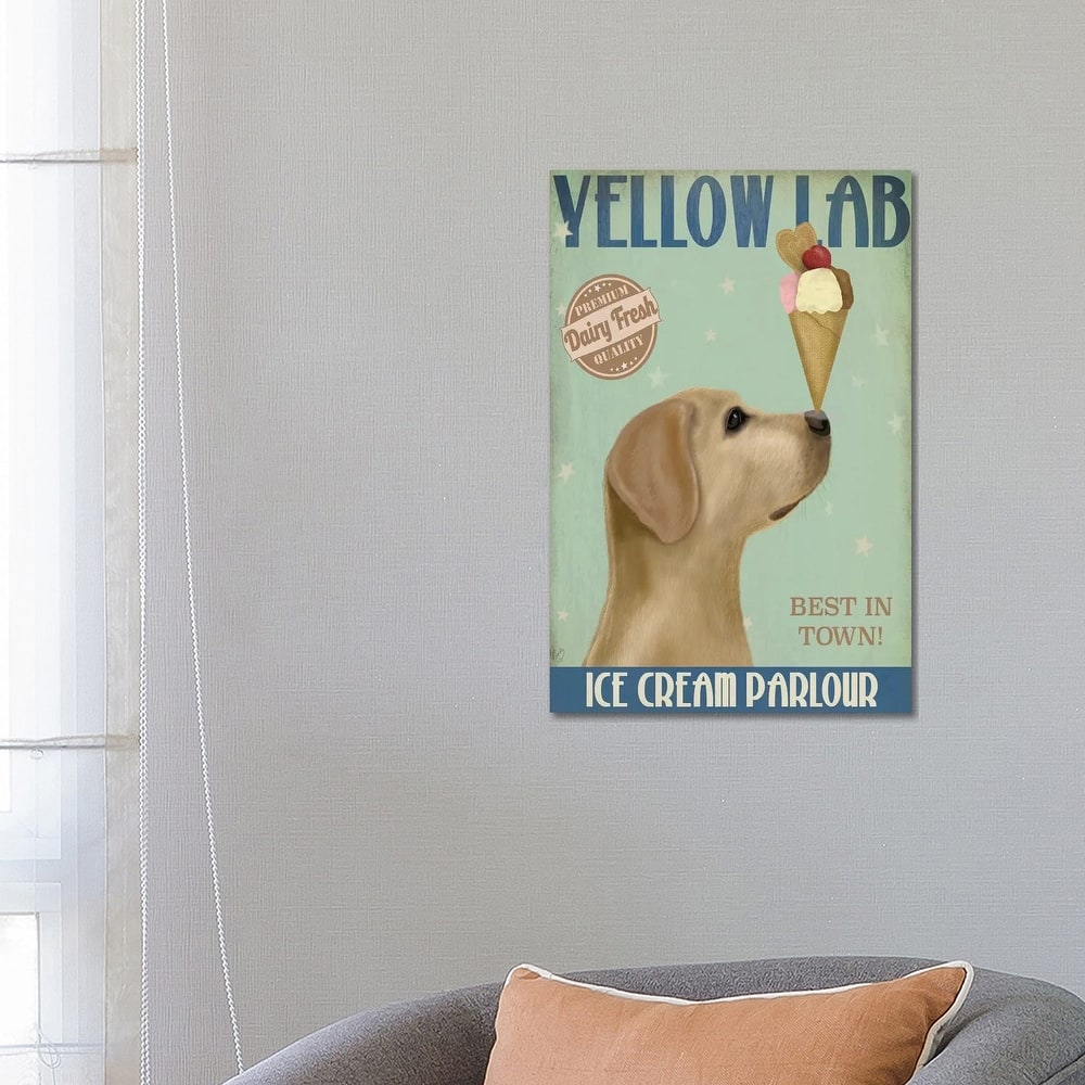 iCanvas "Yellow Labrador Ice Cream" by Fab Funky Canvas Print