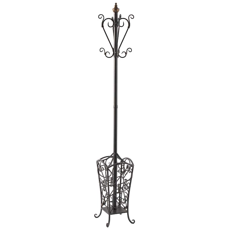 Black Metal Vintage Style Coat Rack with Scroll Designs