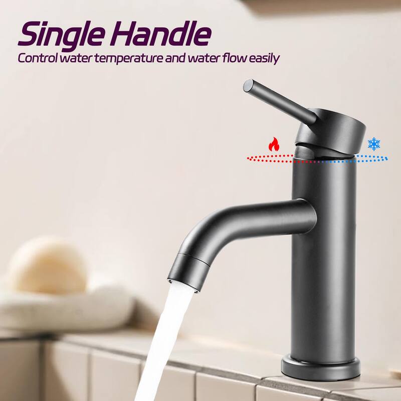 Modern Single Handle Bathroom Sink Faucet with Single Handle Lever Design, Water Saving, Anti Corrosion and Anti Rust - Black
