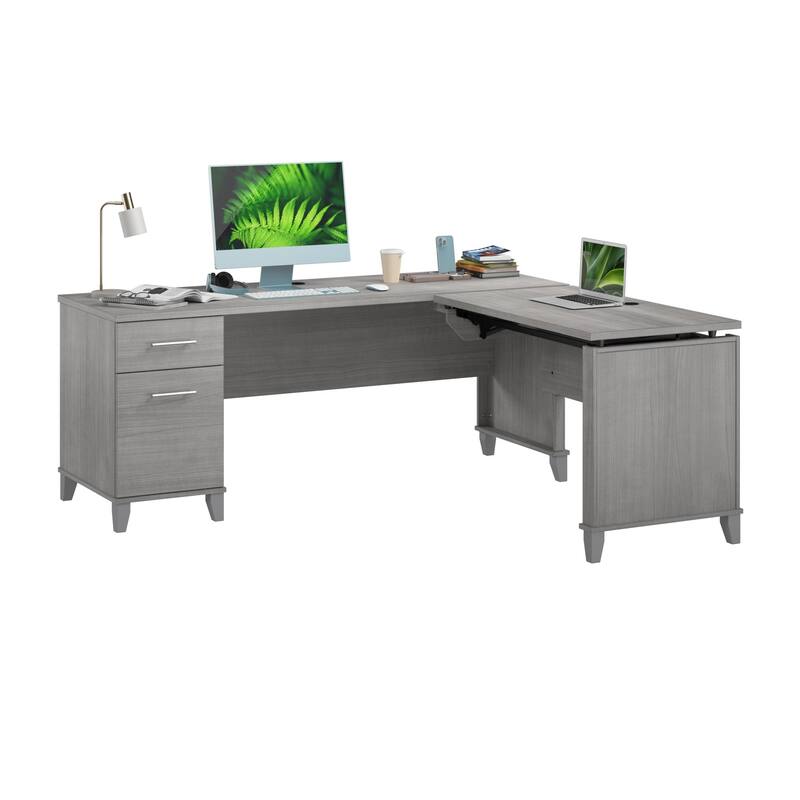 Somerset 72W 3 Position Sit to Stand L Shaped Desk by Bush Furniture - Platinum Gray