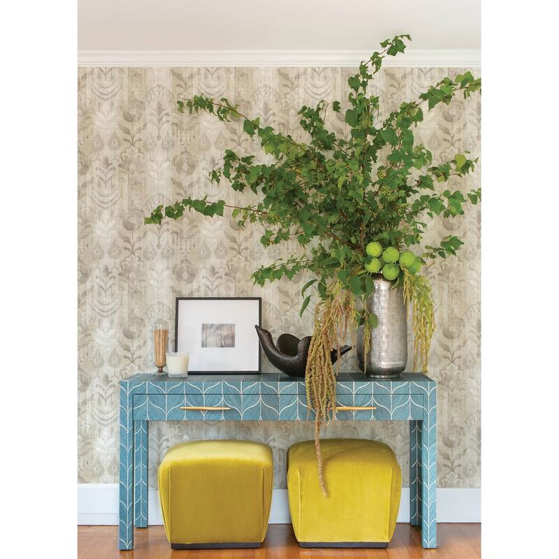 A-Street Prints Paititi Denim Diamond Trellis Wallpaper