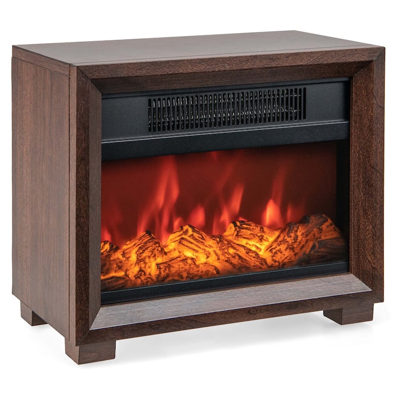 Costway Mini Desktop Electric Fireplace Heater Portable Wooden - See Details