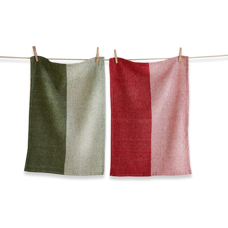 Joyful Waffle Weave Dishtowel Set of 2 Multicolor Cotton Kitchen Towels for Christmas 26x18 inches Machine Washable
