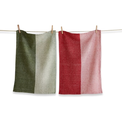 Joyful Waffle Weave Dishtowel Set of 2 Multicolor Cotton Kitchen Towels for Christmas 26x18 inches Machine Washable