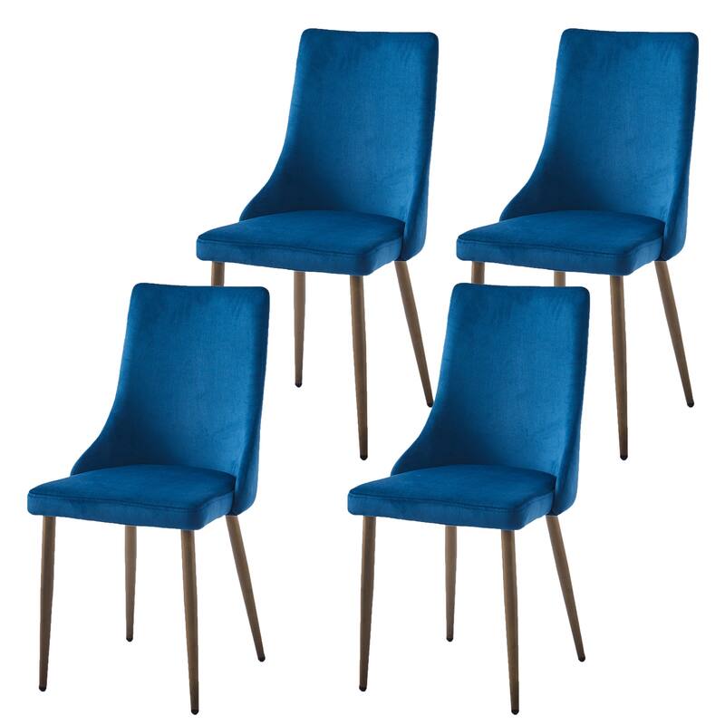 Mid-Century Velvet and Metal Dining Chair, Set of 4 - Black and Aged Gold
