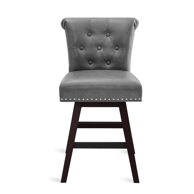 Modern 26.in Swivel Bar Stool Armless Counter Height Stool with Wooden Legs for Kitchen Island