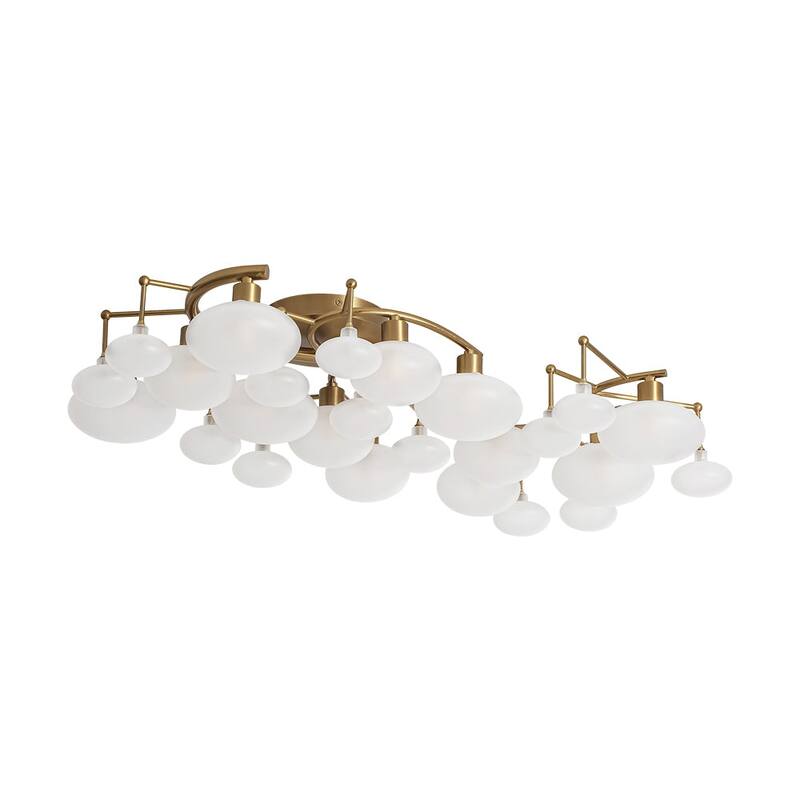 Mid-century Glam 12-Light Oval Frosted Glass Semi Flush Mount - 30.7 in