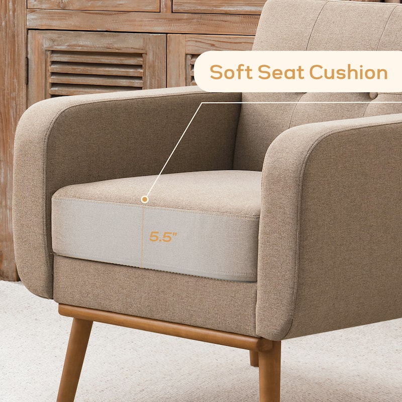 Tufted-Fabric-Upholstered-Accent Chair