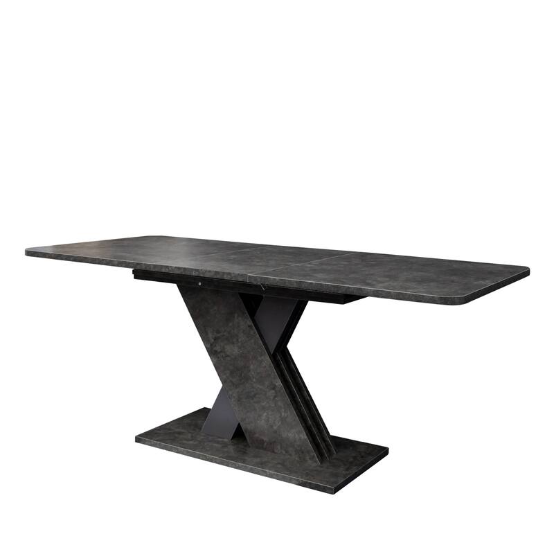 Roomfitters Modern Extendable Dining Table, Rectangular Wood Console with X-Base Design, Durable Melamine Finish