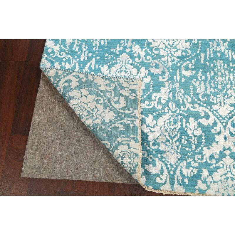 Wool/ Silk Vegetable Dye Distressed Versace Oriental Area Rug Handmade - 6'1" x 9'1"