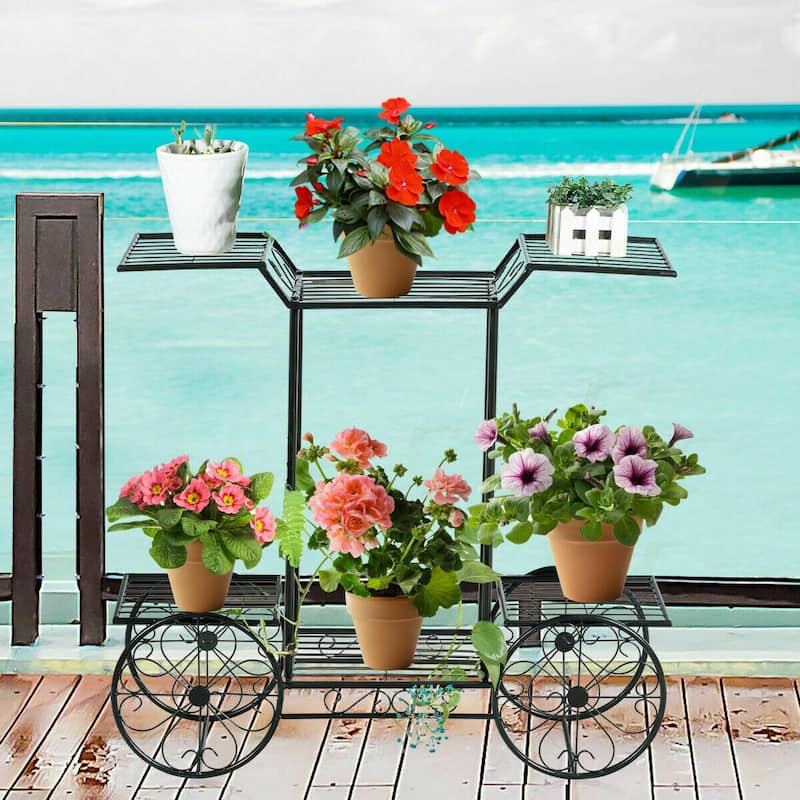 Garden Cart Stand Plant Metal Flower Holder 6 Tiers Parisian Style