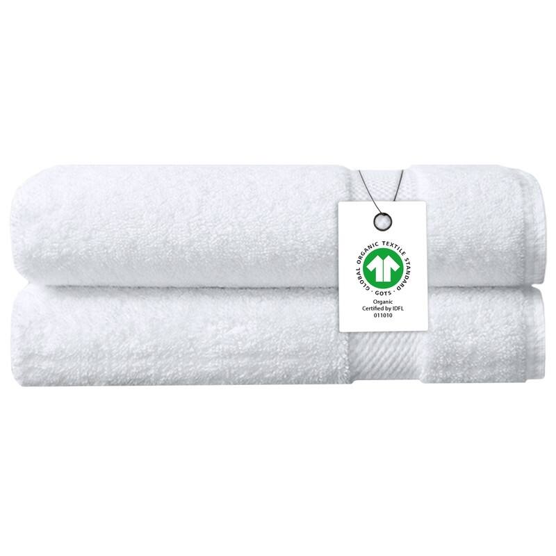 Delara Organic Cotton Feather Touch Quick Dry 650 GSM Bath Sheet, 36"X70" - Pack of 2 - White