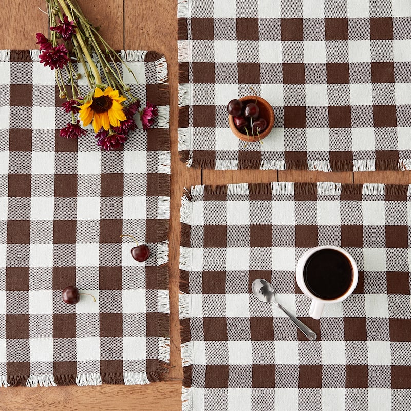 Heavyweight Check Fringed Placemat