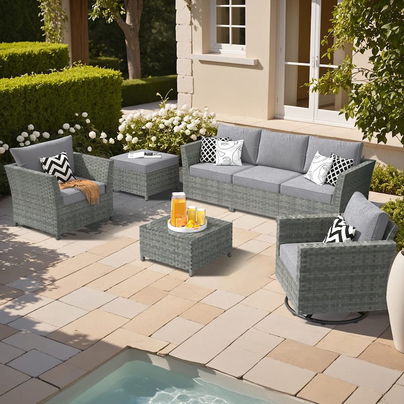 XIZZI 7-piece Outdoor Patio Furniture Rattan Wicker Conversation Set