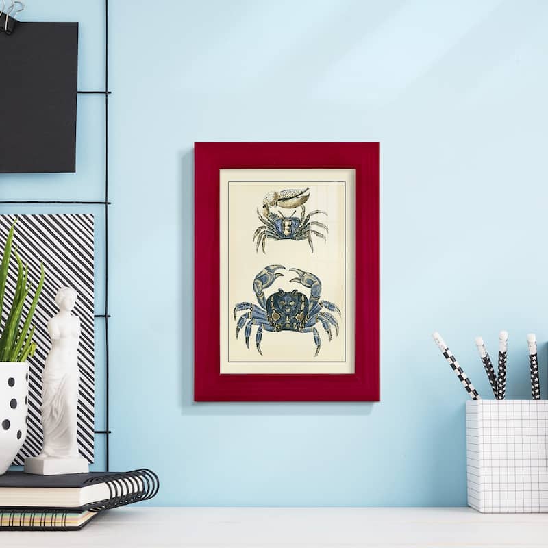 Antique Blue Crabs II -Framed Print w/glass-Cherry Red