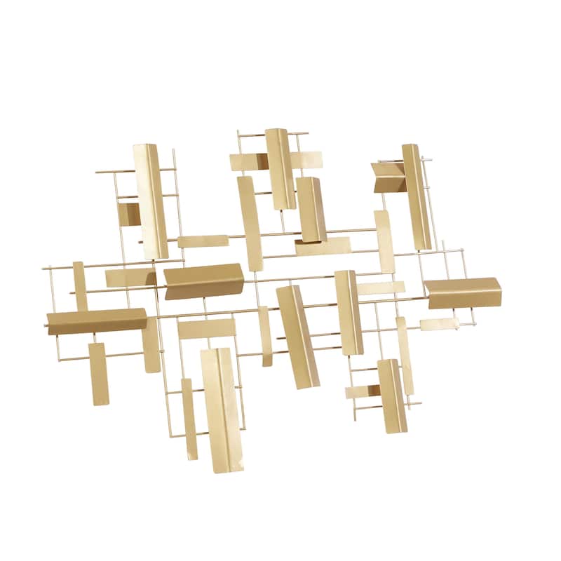 Metal Geometric 3D Stripe Home Wall Decor - Gold - CosmoLiving by Cosmopolitan