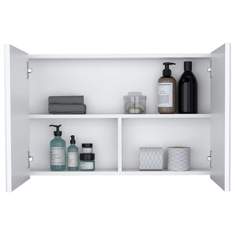 Mansfield Medicine Cabinet with Mirrored Doors, Spacious Shelves for Bathroom Storage,Compact and Functional Design