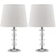 preview thumbnail 4 of 5, SAFAVIEH Lighting 15-inch Derry White Shade Stacked Crystal Orb Table Lamp (Set of 2) - 9"W x 9"D x 15"H