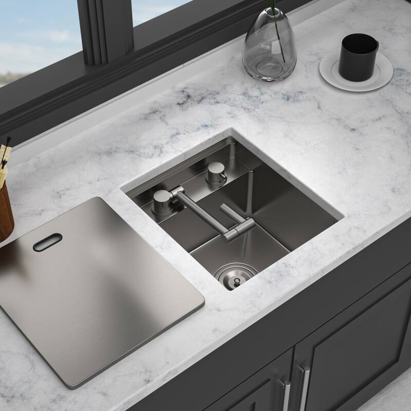 15" Undermount Bar Sink with Folding Faucet