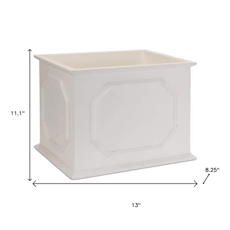 HomeRoots Set of Three White Wood Geometric Rectangular Planter Boxes - 13.00 in. x 11.10 in. x 8.25 in.