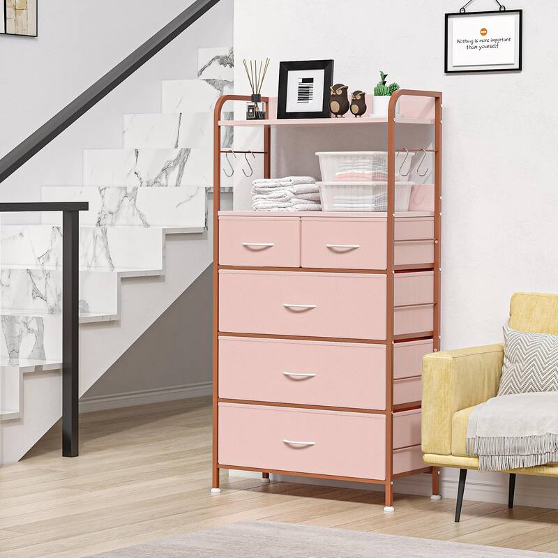 5 Dresser Drawers for Bedroom with Shelves