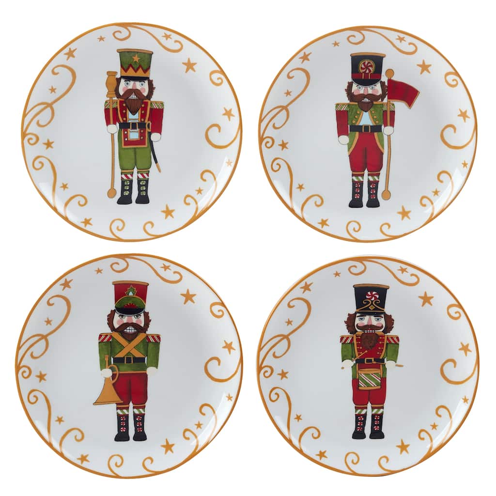Certified International Holiday Magic Nutcracker 9" Dessert/Salad Plates, Set of 4