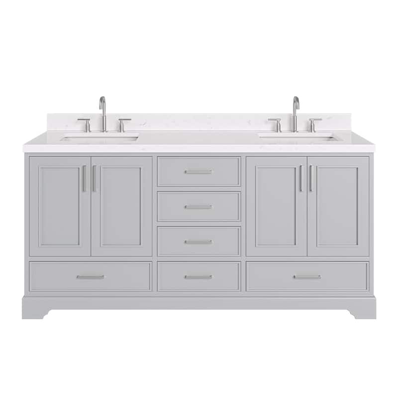 Ariel M072DCQRVO Stafford 72" Free Standing Double Basin Vanity Set - Grey