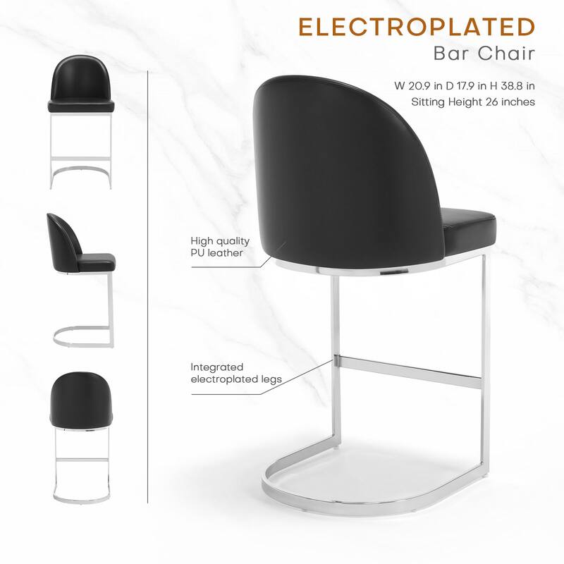 26" Upholstered Counter Stool/ Bar Stools with Metal Legs - 38.8"H x 17.9"W x 20.9"D