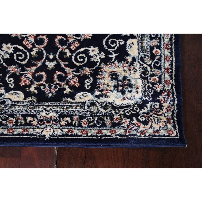 Blue Floral Medallion Transitional Turkish Rug Oriental Carpet