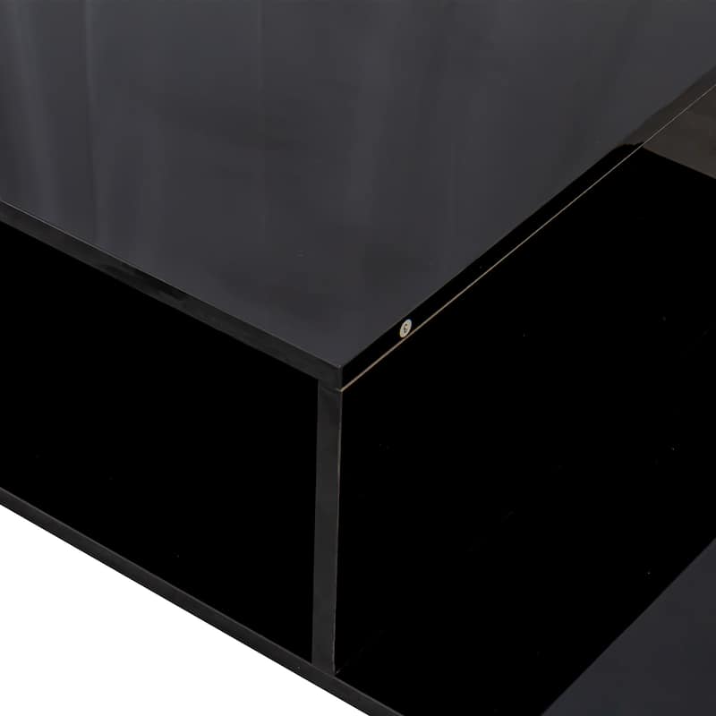 Modern Architectural Shape Coffee Table, Simple Stylish Coffee Table with Open Storage Space, for Living Room