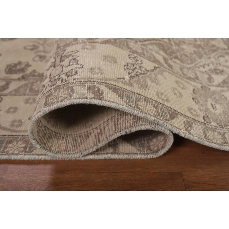 Traditional Distressed Tabriz Persian Vintage Rug Handmade Wool Carpet - 6'3" x 9'8"