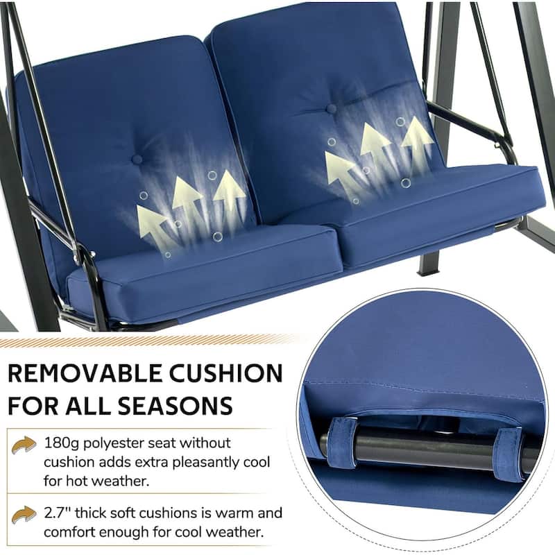 AECOJOY 2-Seat Porch Swing Chair, Patio Swing Chair w/ Cushions