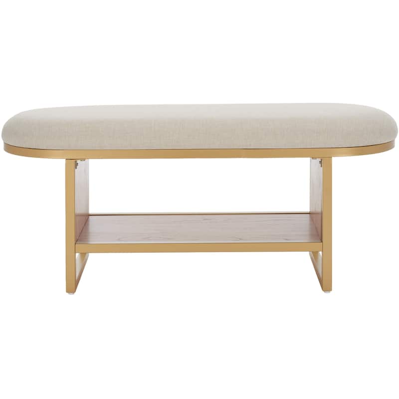 SAFAVIEH Mignon Open Shelf Bench withCushion - 42" W x 15" D x 18" H - 42Wx15Dx18H