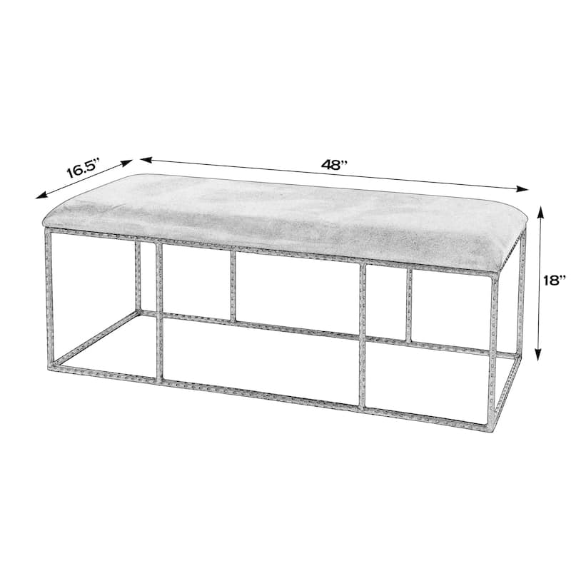 Lloyd 48 in. W Leather and Iron Backless Upholstered Bench