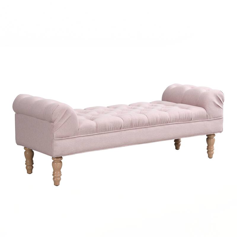 Button-Tufted End of Bed Bench,Large Upholstered Ottoman,Foot Rest with Legs