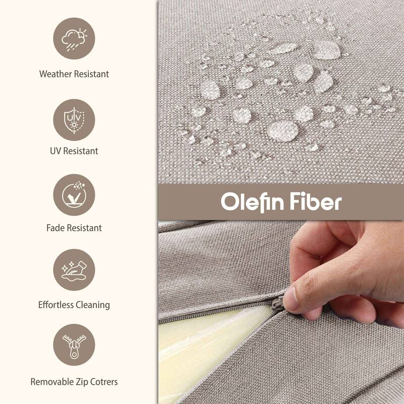 Luna 5-Piece Wicker Outdoor Patio Fire Pit Sofa Set with 6-Inch Thick Cushions