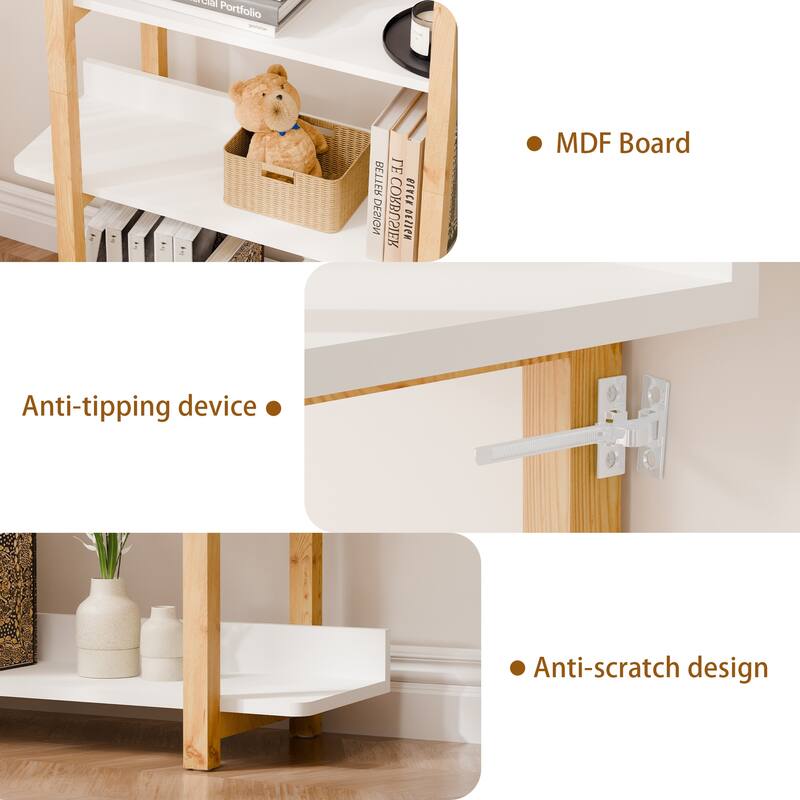 Multifuction Bookcase with Solid Wood Frame - Wood
