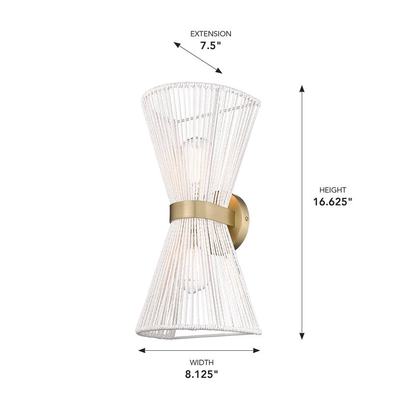 Avon 8" Wide 2-Light Wall Sconce with Rope Shade - N/A