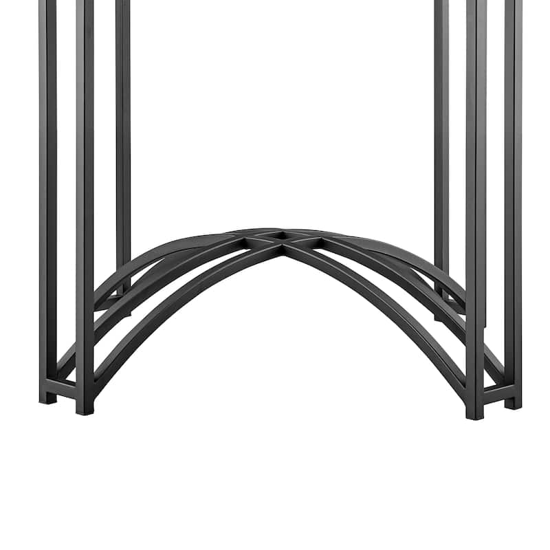 Tibet 48 Inch Glass and Black Iron Round Dining Table