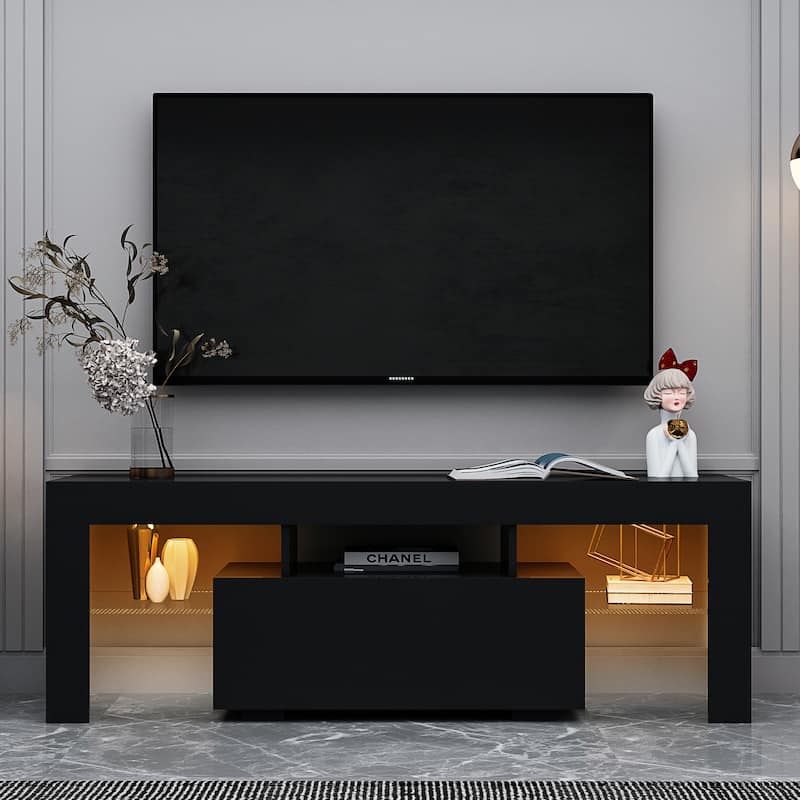 LED TV Stand with Large Base for 55inch Screens Stylish Chipboard