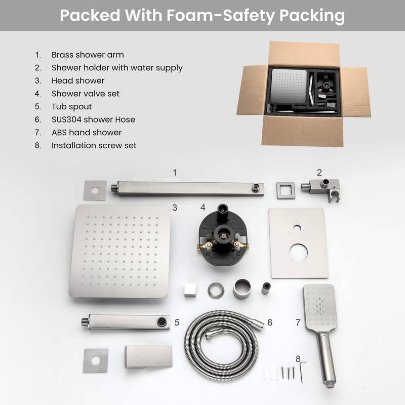 Cube Pressure Balanced 3-Function Shower System with Rough-In Valve