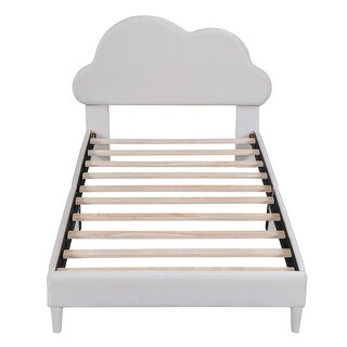 Velvet Cloud Platform Bed with Headboard, Twin Size