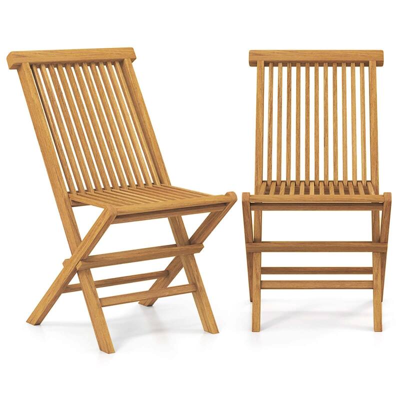 Costway Patio Chairs Set of 2/4 with Slatted Seat & Backrest No - 2 PCS