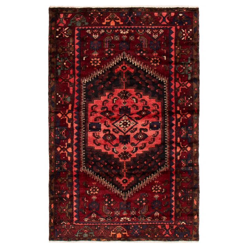 ECARPETGALLERY Hand-knotted Andelz Red Wool Rug - 4'2 x 6'6 - Dark Red - 4'2 x 6'6