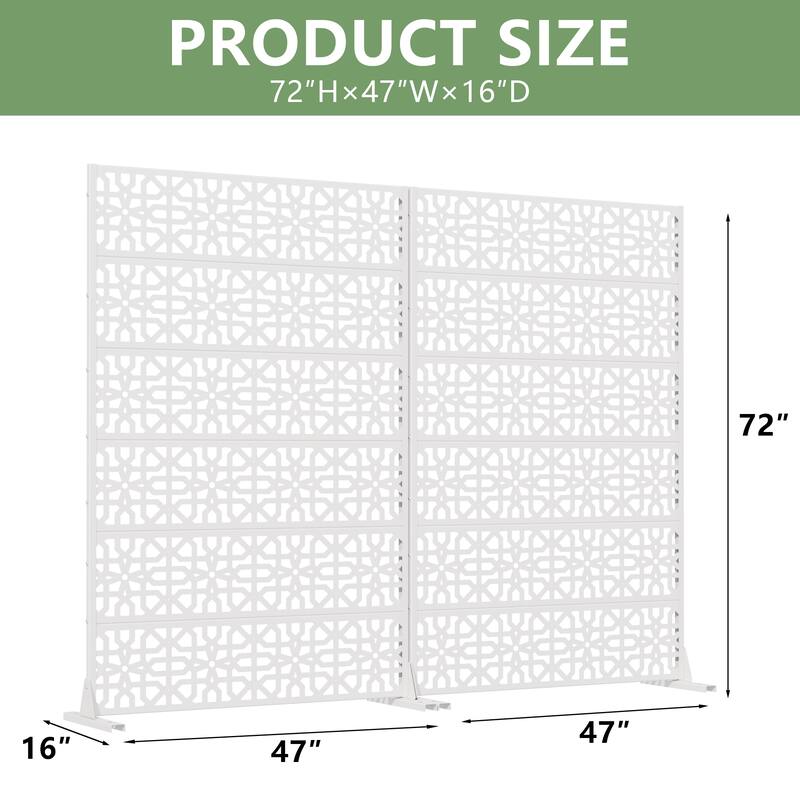 Rectangle Outdoor Privacy Screens Metal Screen Fence Panel Set of 2