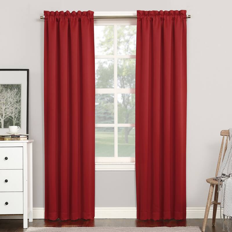 Sun Zero Hayden Energy Saving Blackout Rod Pocket Curtain Panel, Single Panel - 40x95 - Red